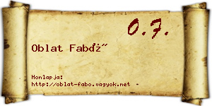 Oblat Fabó névjegykártya